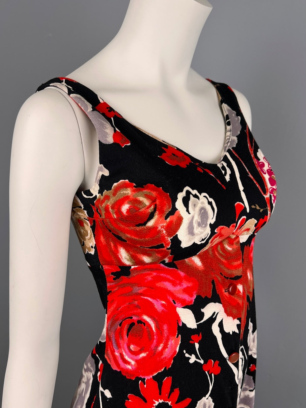 1960/70s Cotton Maxi with Built in Bra, Size XS, Bust 32"