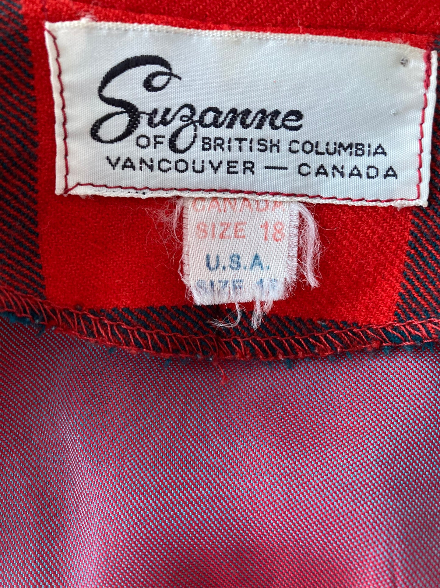 1950/60s Red Plaid Peplum Jacket/Blazer, Size M