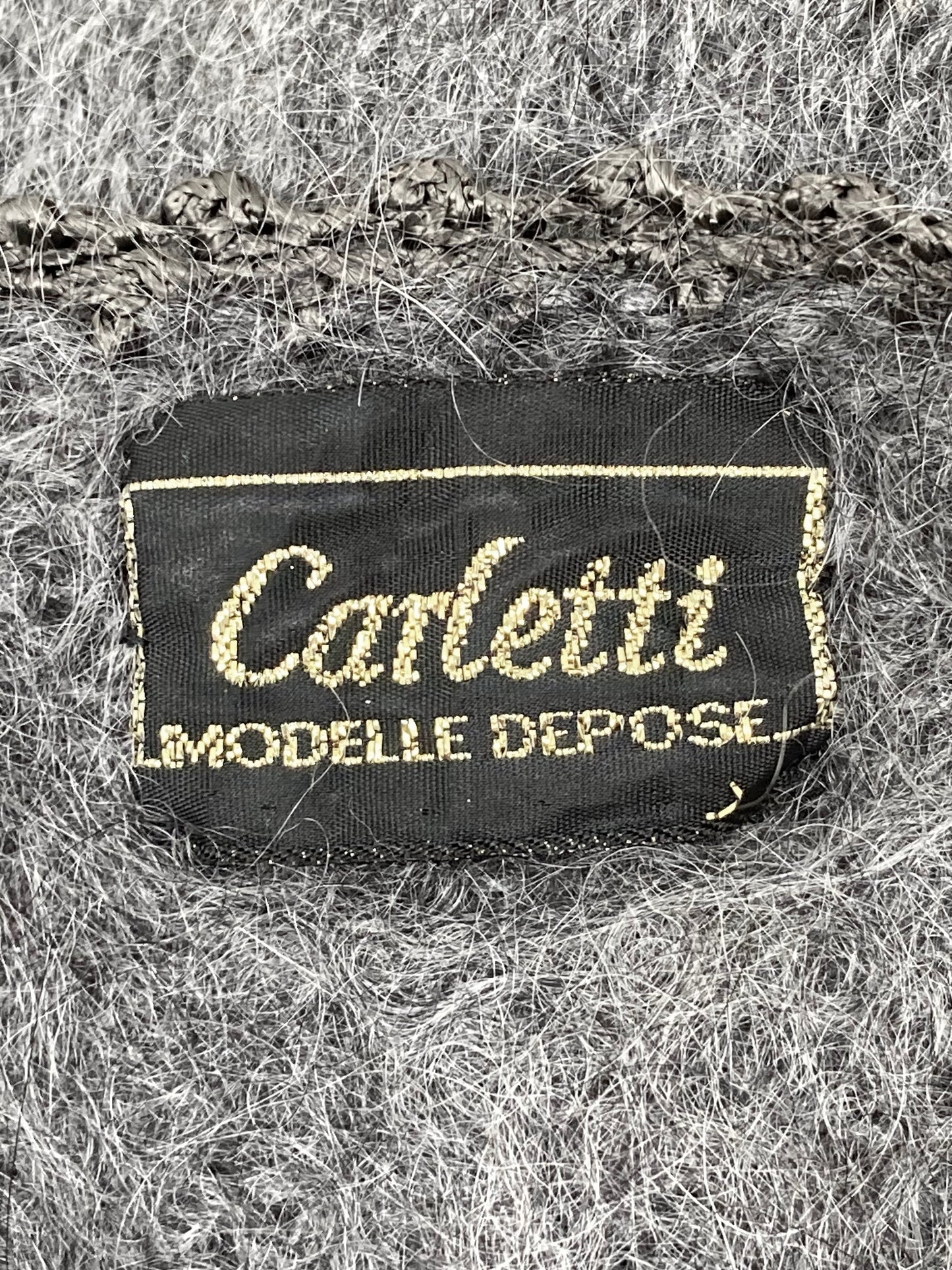 1980s Cozy Grey Wool Appliqué Sweater, Size L