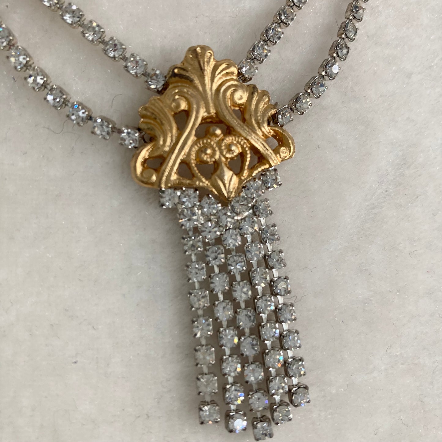 Delicate Art Nouveau Style Rhinestone Necklace
