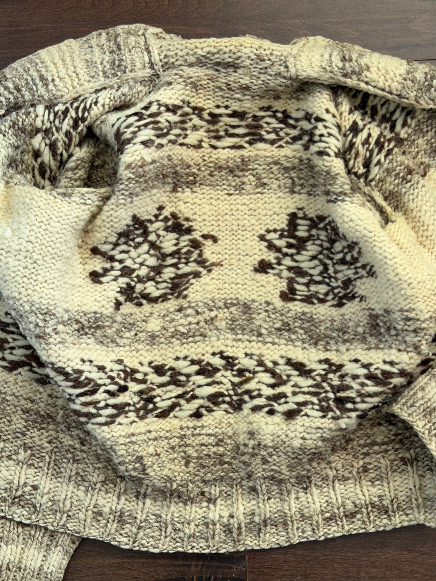 1970s Hand Spun Wool Cowichan Sweater, Size S/M
