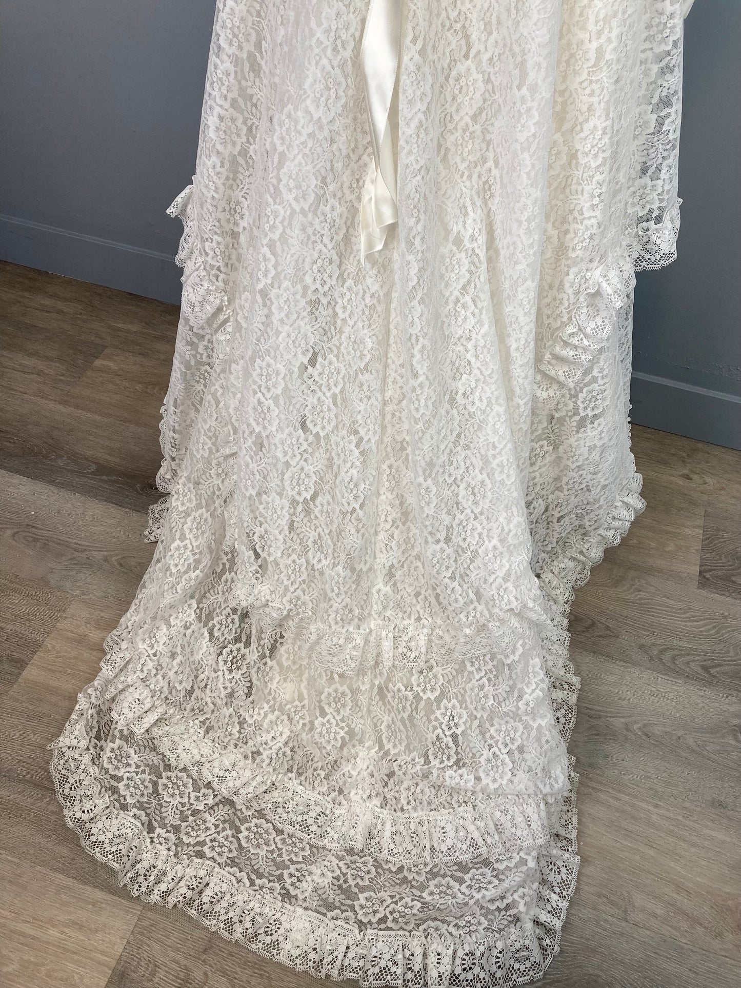 1970s Full Lace High Neck Wedding Dress, Size XS,  "Barbara"
