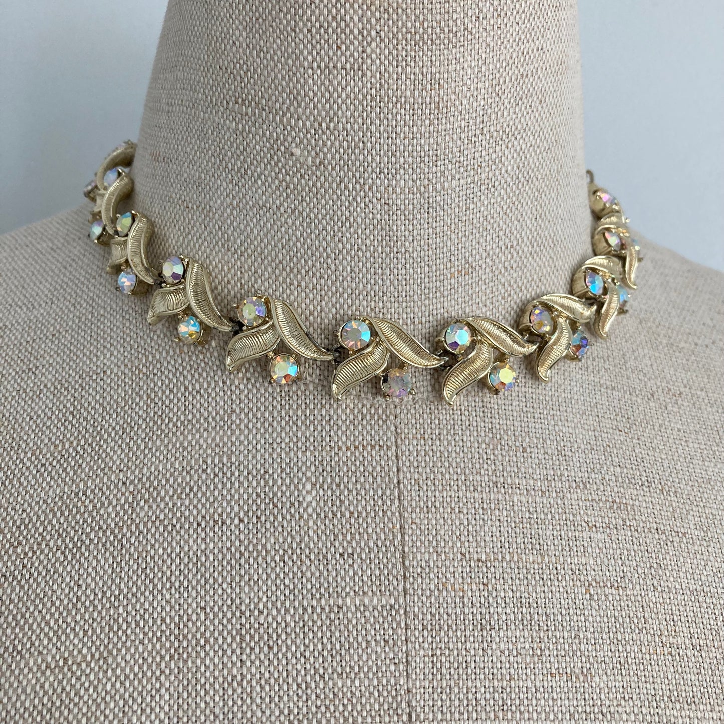 Vintage Coro Adjustable Rhinestone Choker, Midcentury Rhinestone Necklace