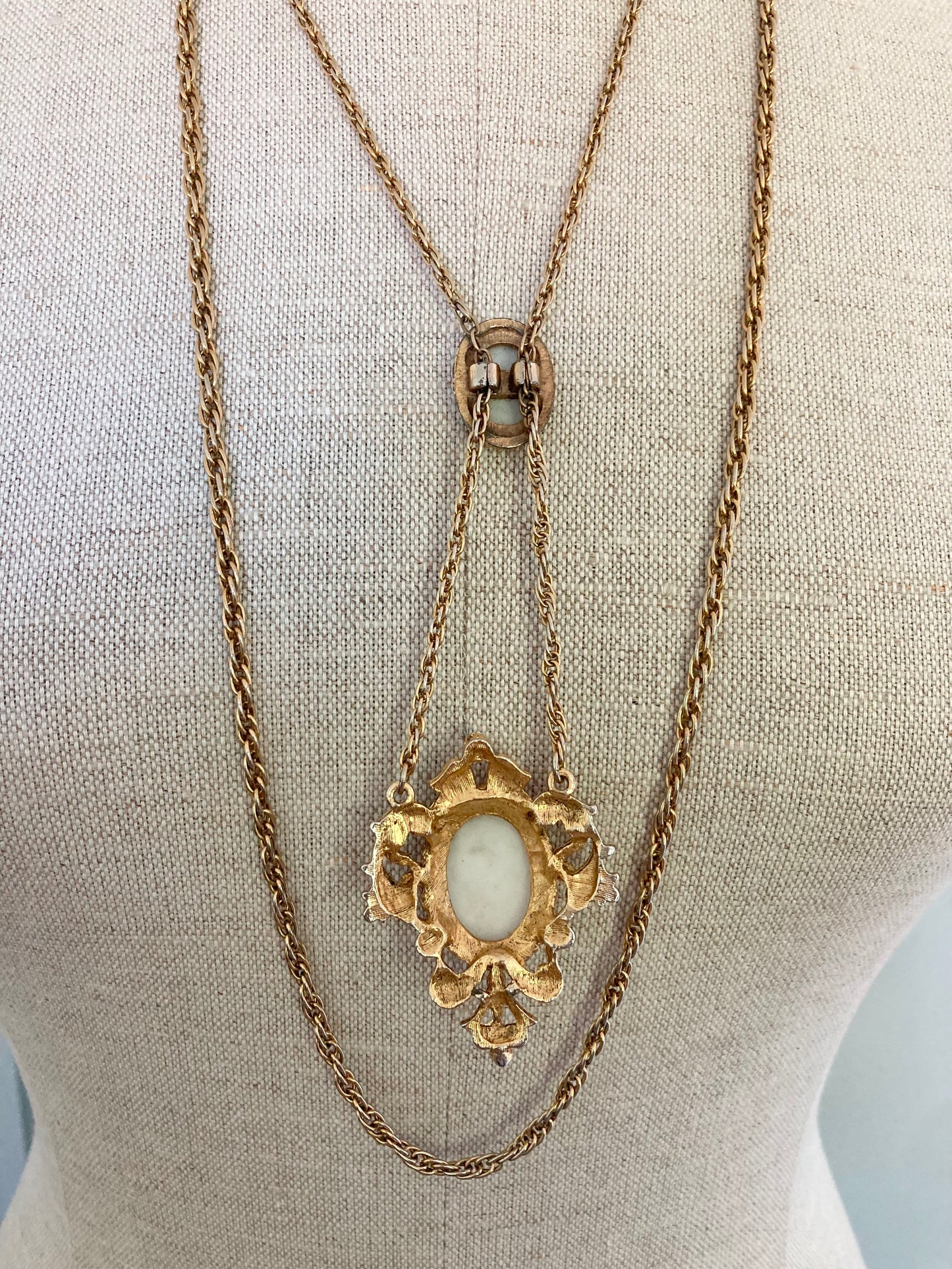 Vintage Fragonard Style Cameo Set, Rococo Porcelain Cameo Necklace and Earrings