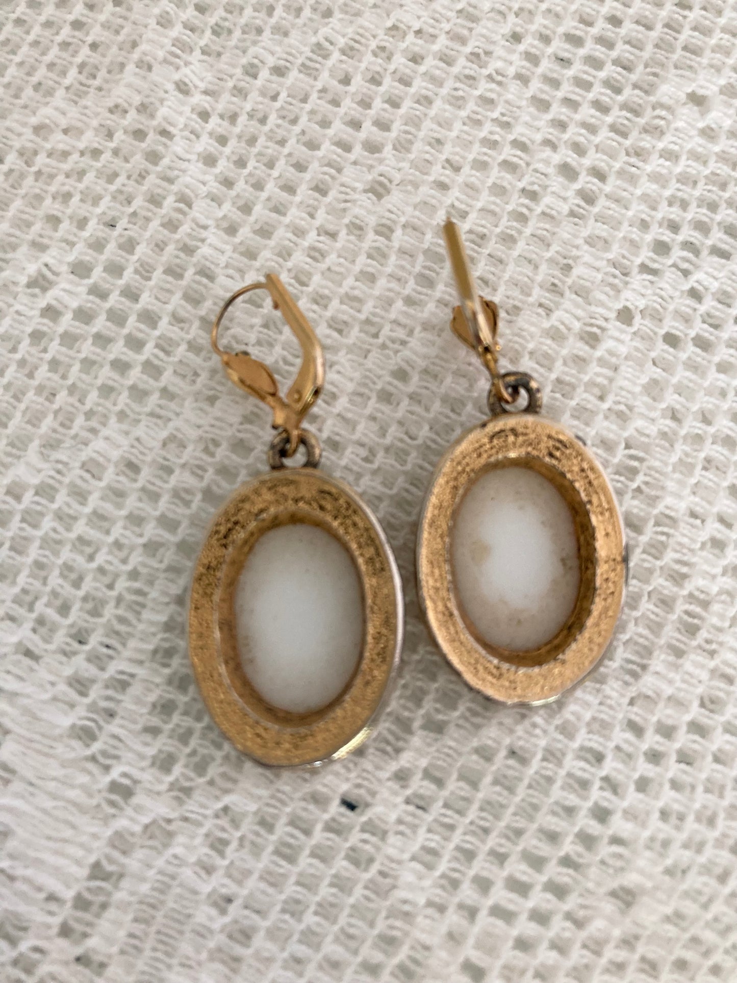 Vintage Fragonard Style Cameo Set, Rococo Porcelain Cameo Necklace and Earrings