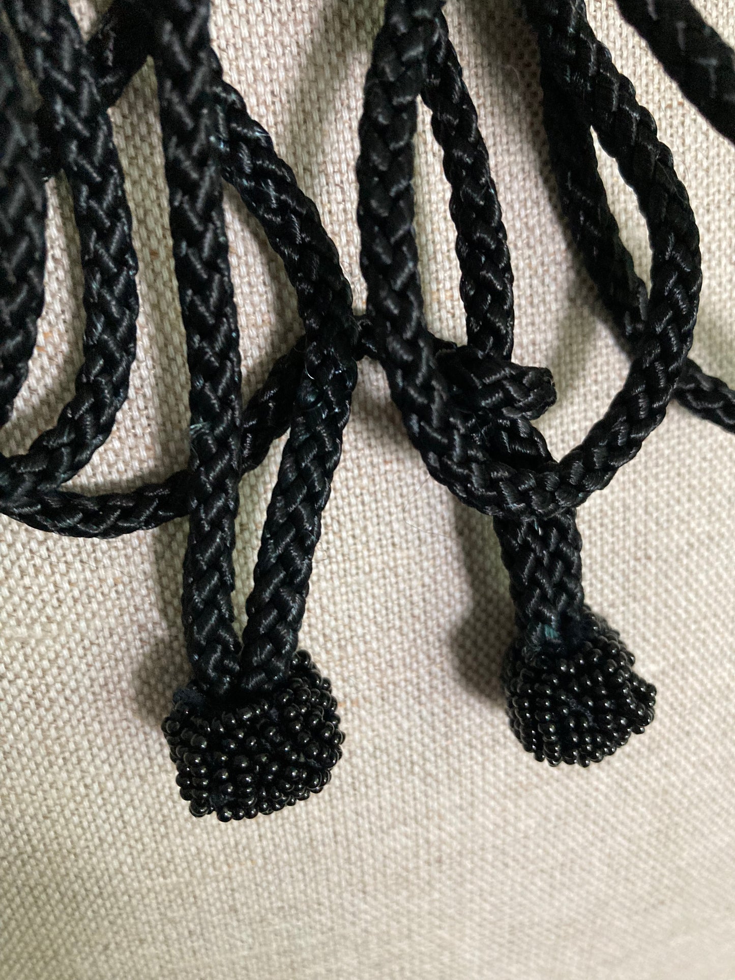 Vintage Black Beaded Belt with Tie Back