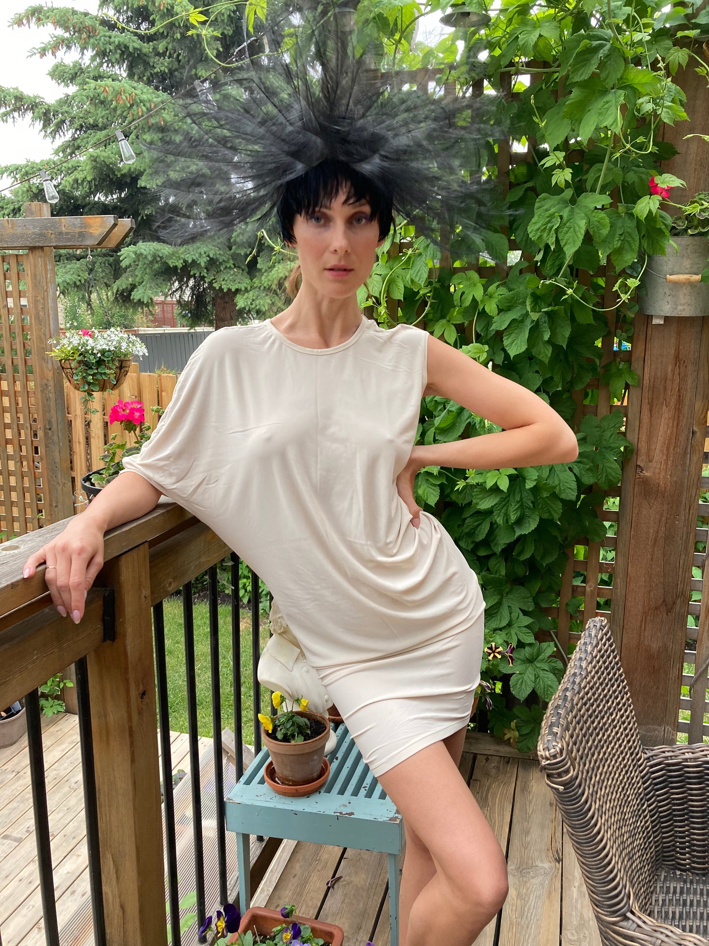 Vintage Lanvin Asymmetric Avant-Garde Jersey Dress, Size XS