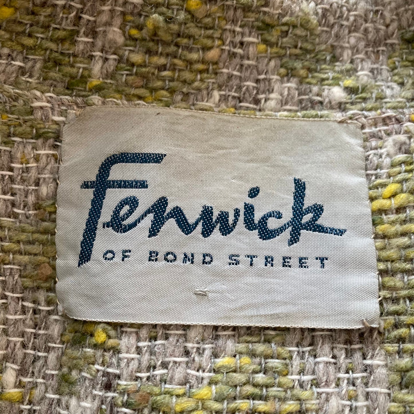 1970s Fenwick Green and Beige Tweed Coat, Size S