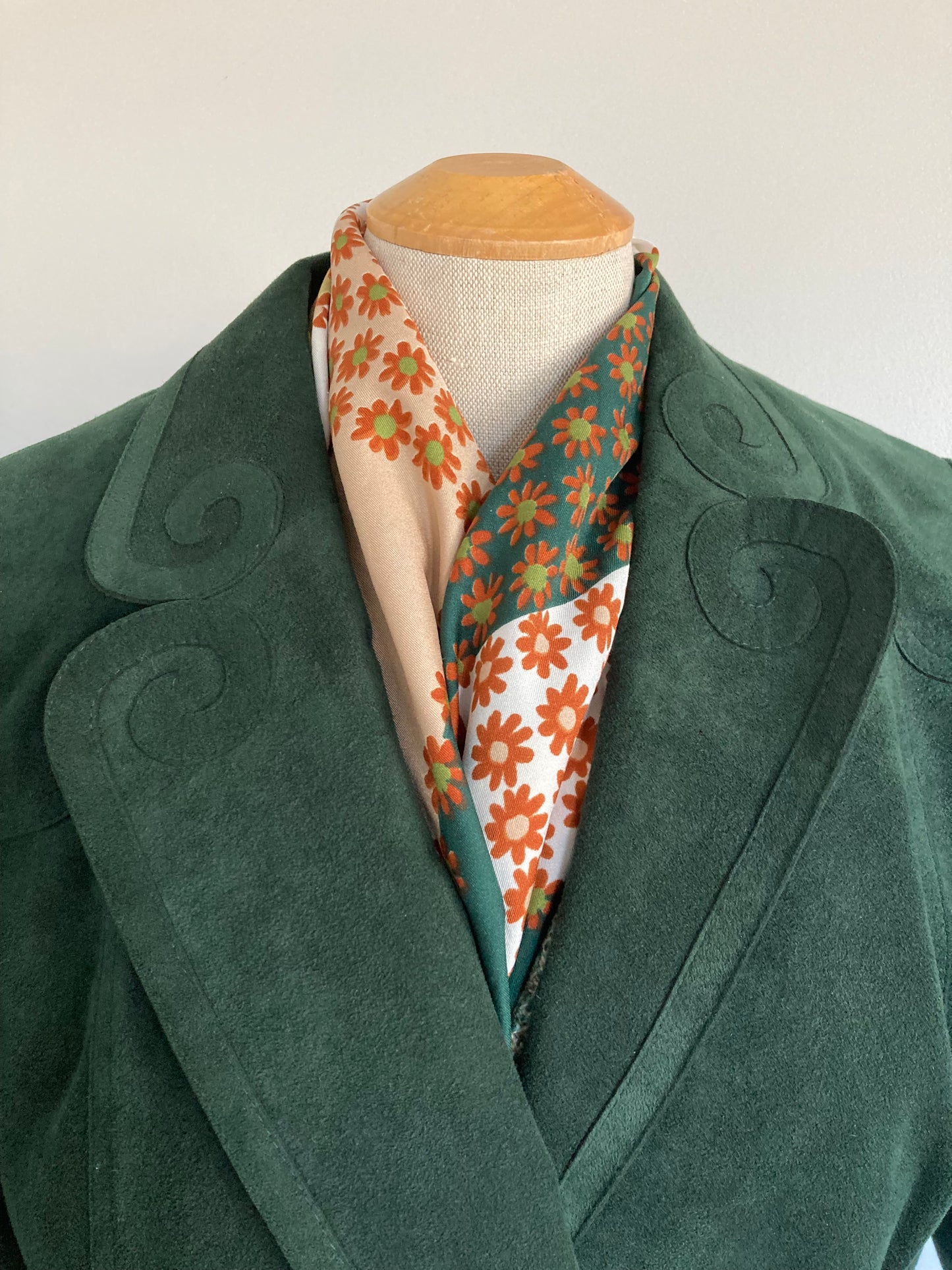 1970/80s Forest Green Ultrasuede Trench Coat, Size M