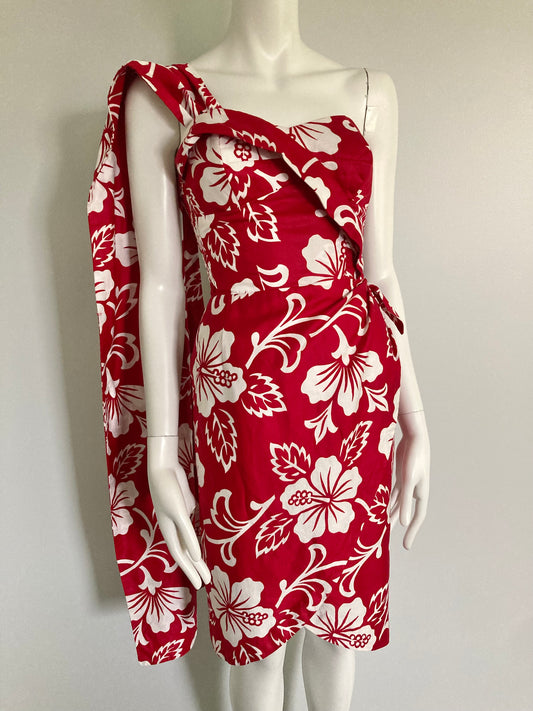 1950s Hawaiian Sarong Dress by Royal Hawaiian, Size S, 1950s Tiki Dress