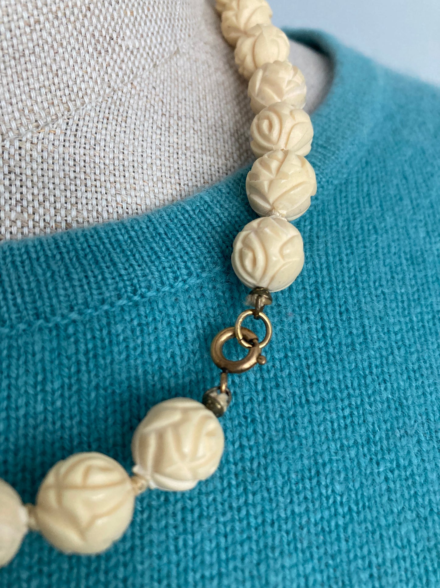 Vintage Celluloid Rose Bead Necklace