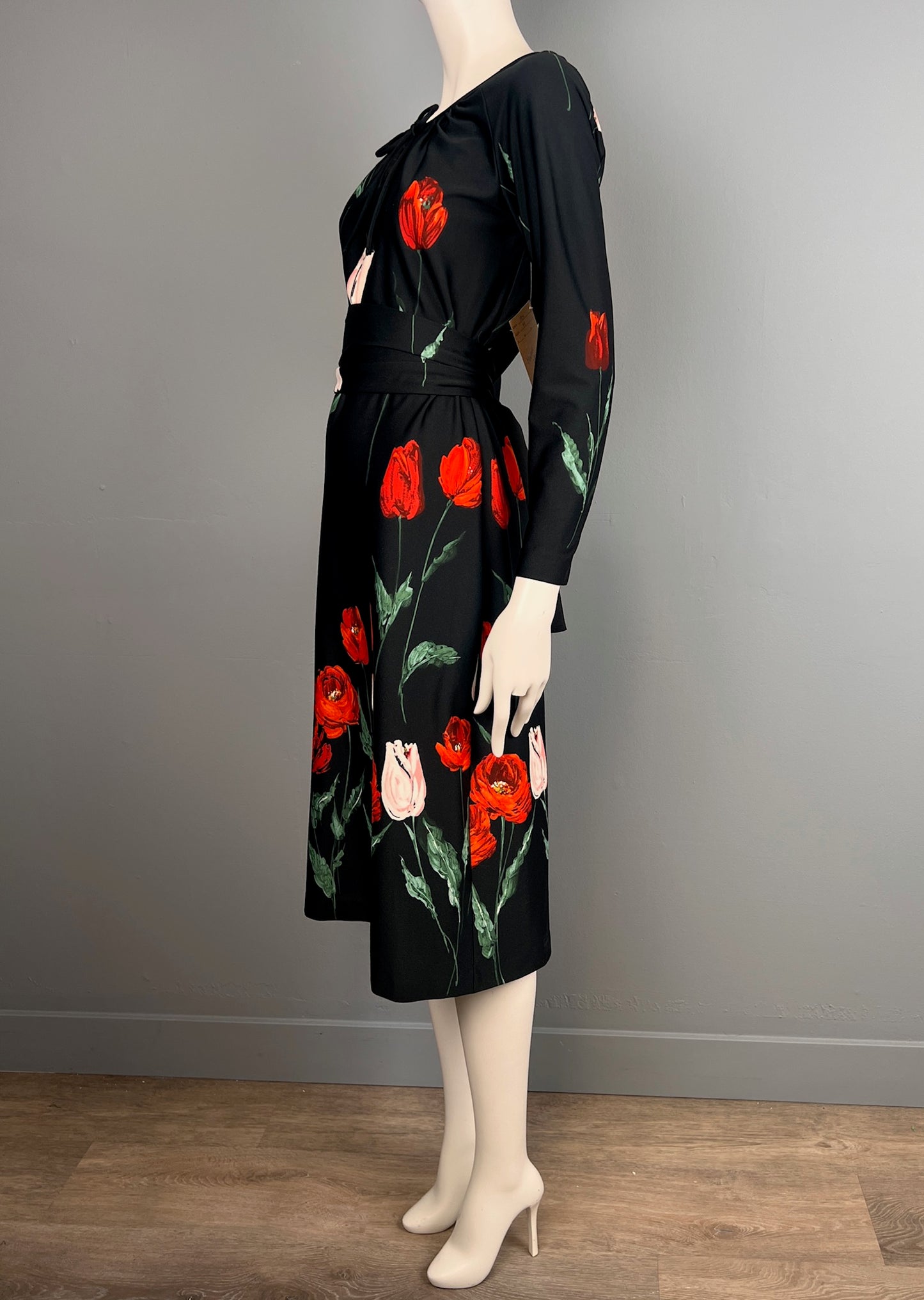 1970s Helen Howell Tulip Print Jersey Knit Dress, Size S