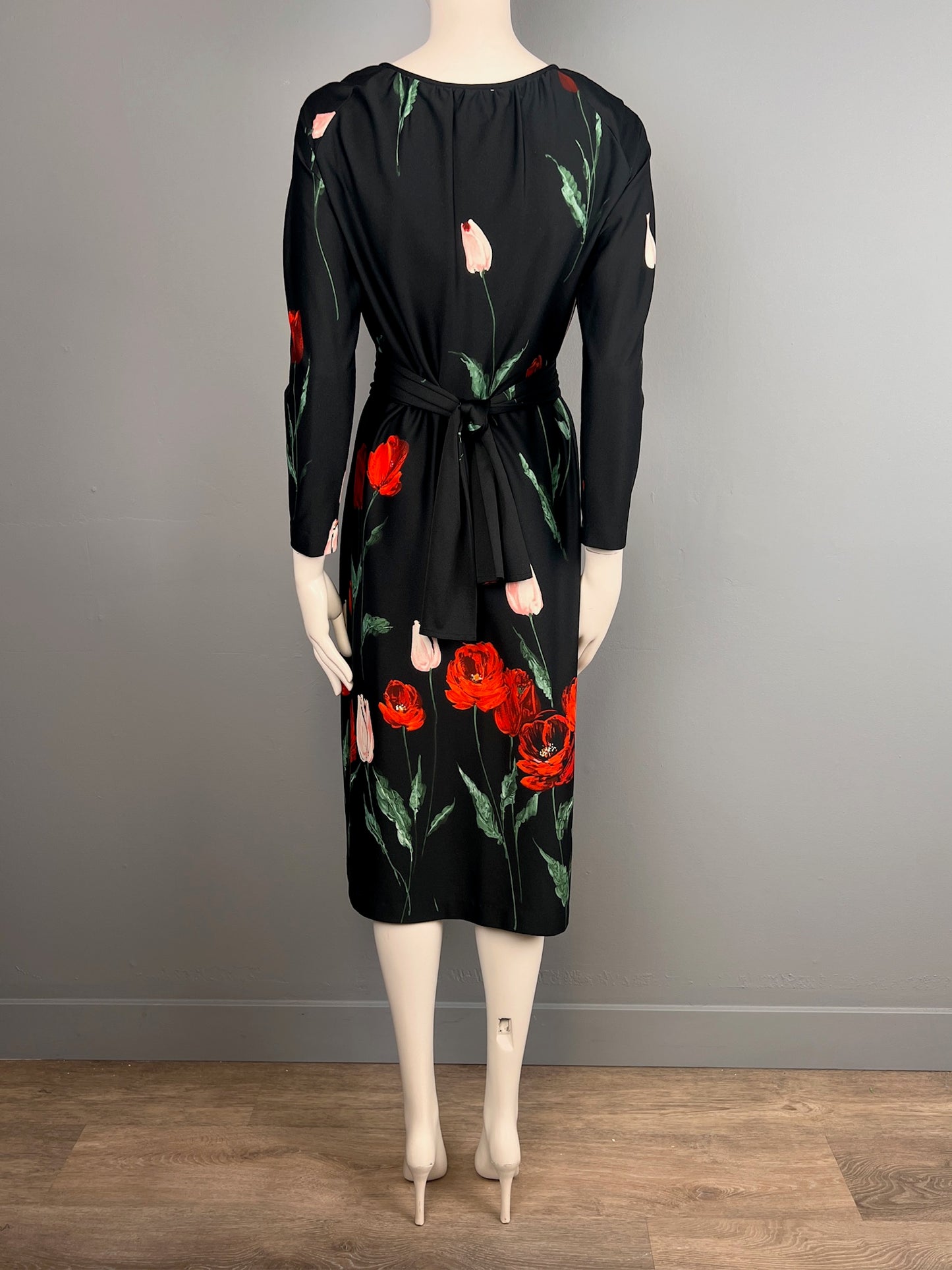 1970s Helen Howell Tulip Print Jersey Knit Dress, Size S