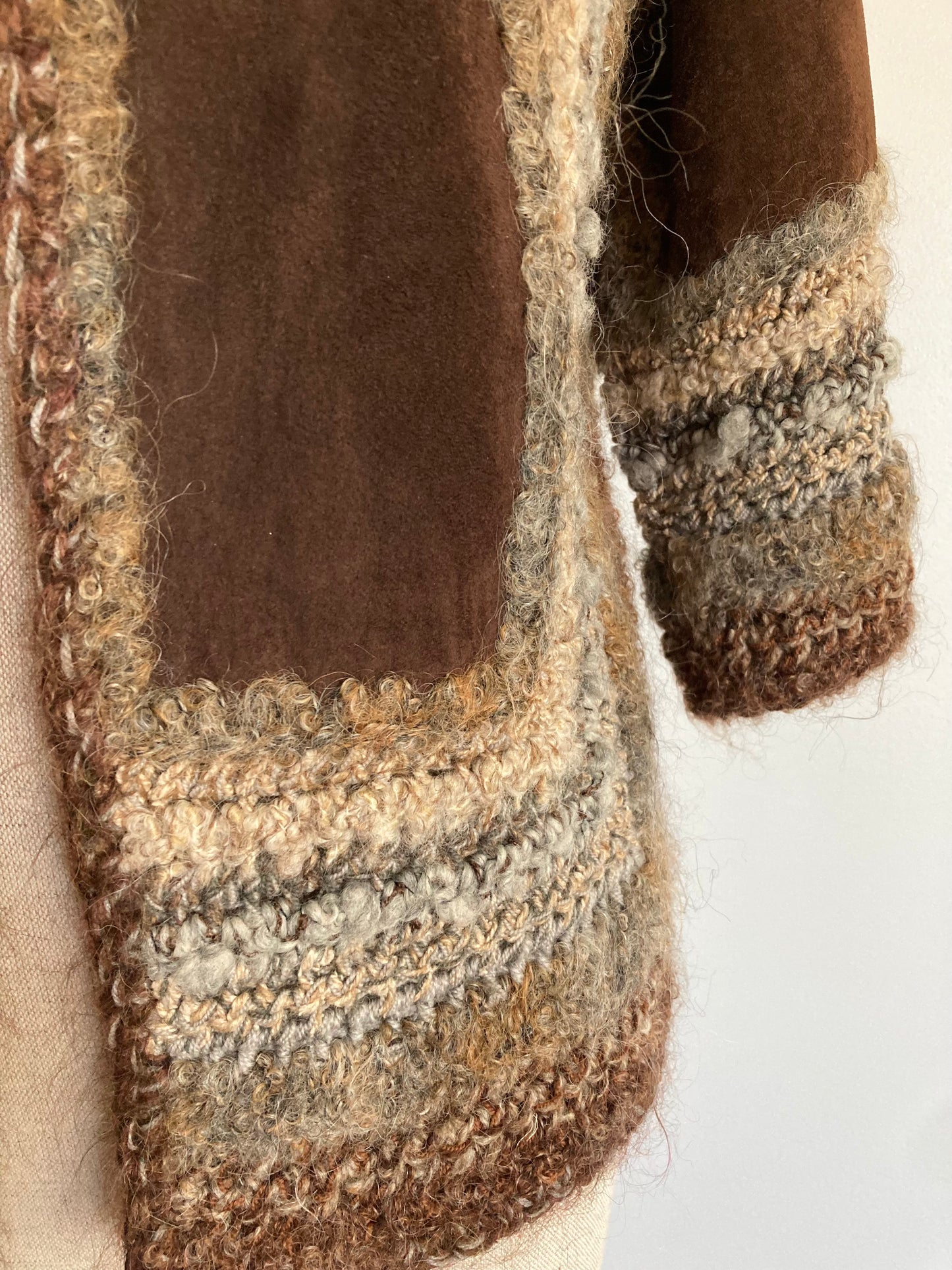 Vintage Suede and Hand Crochet Jacket/Cardigan, Size M, M_M Original