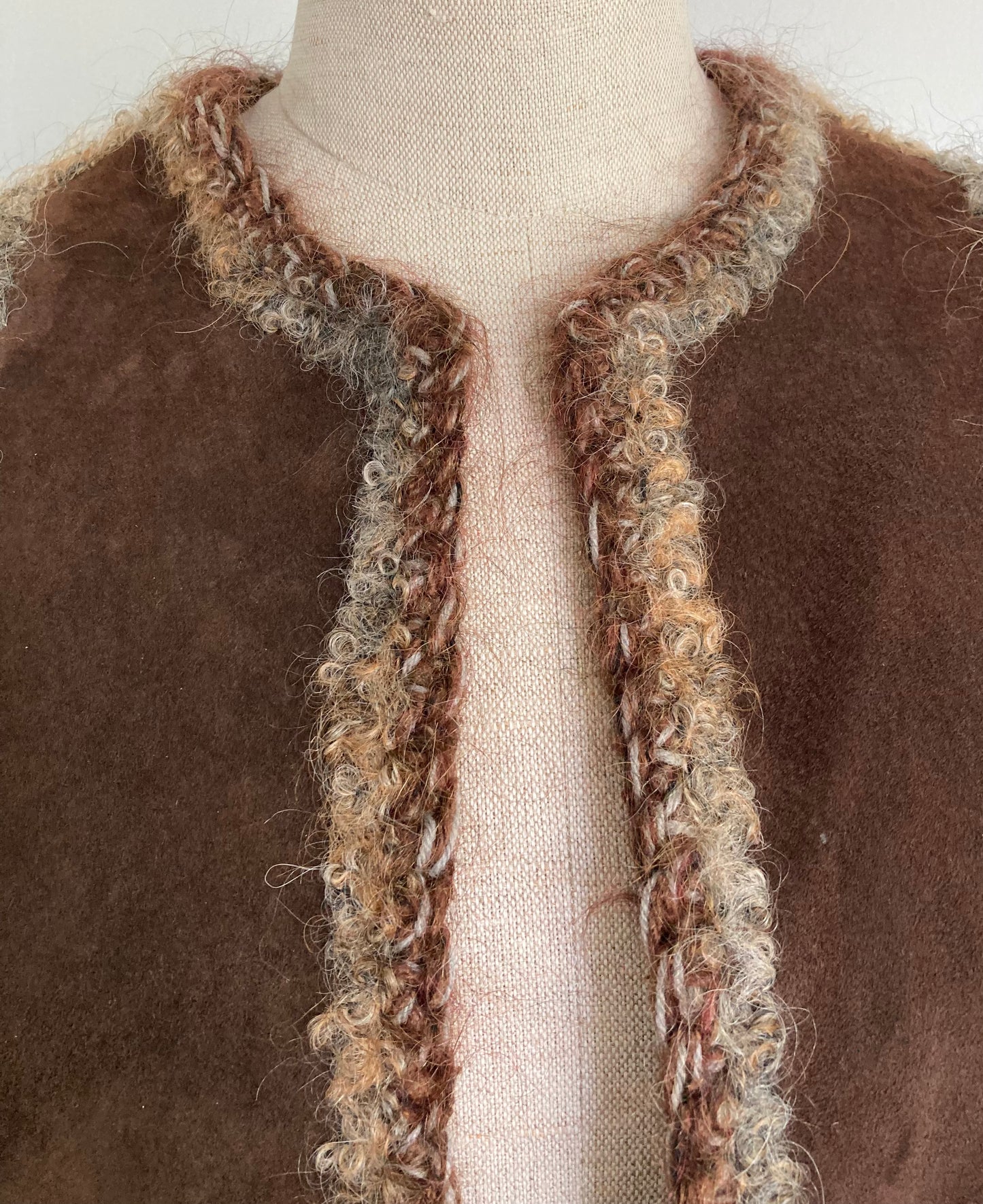 Vintage Suede and Hand Crochet Jacket/Cardigan, Size M, M_M Original