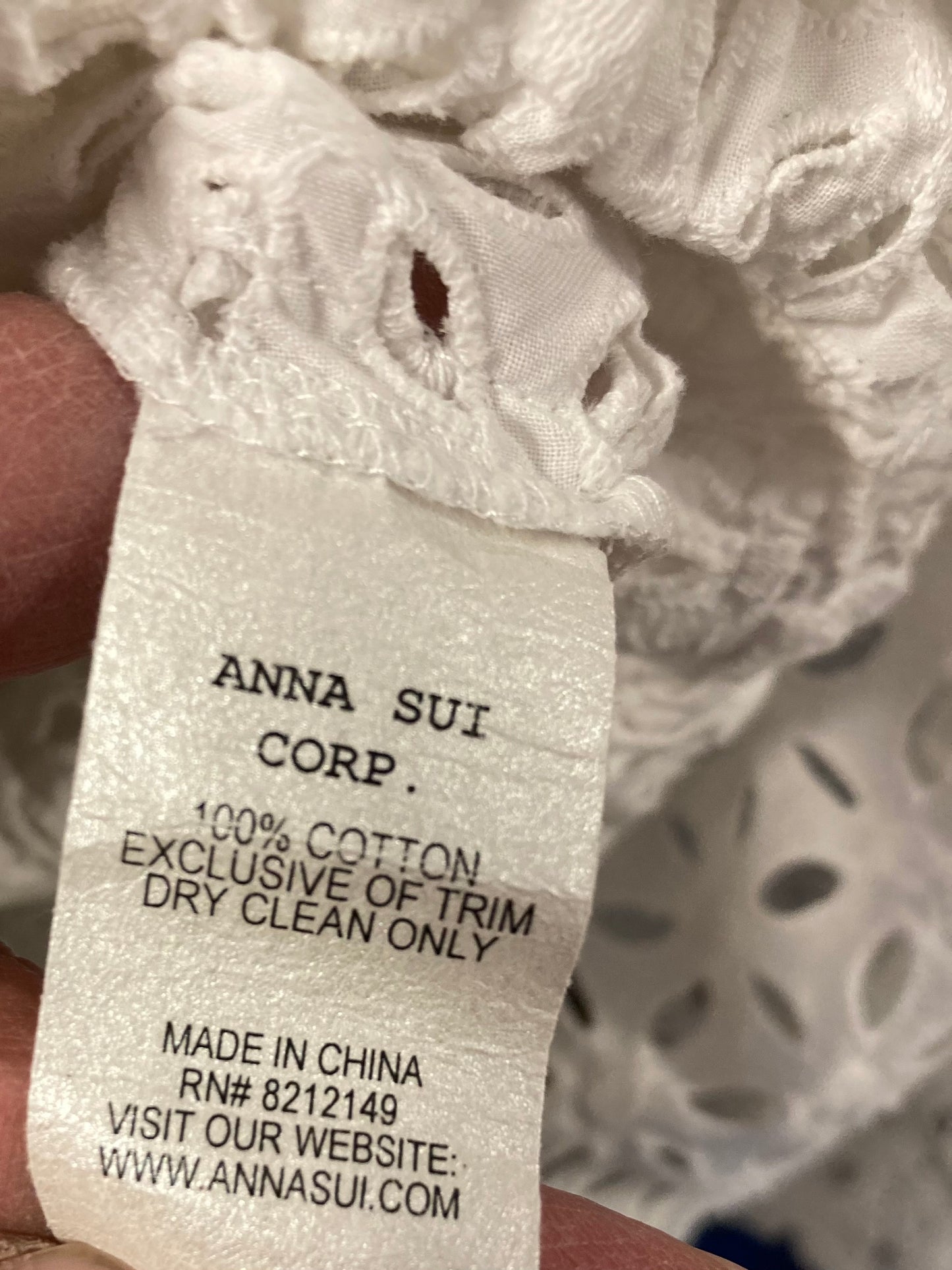 Anna Sui Cotton Eyelet Blouse, Size 4 (S)