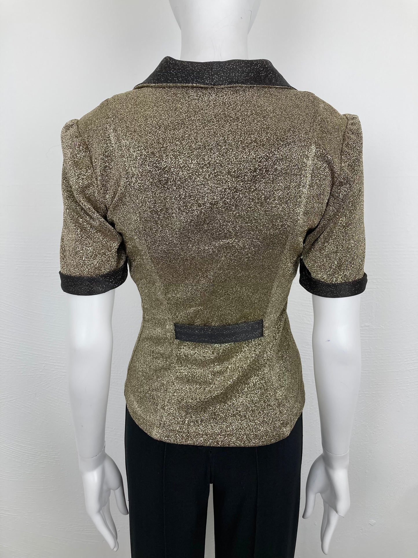 80s/90s Gold Lurex Blouse, Size S, Sparkly Evening Blouse