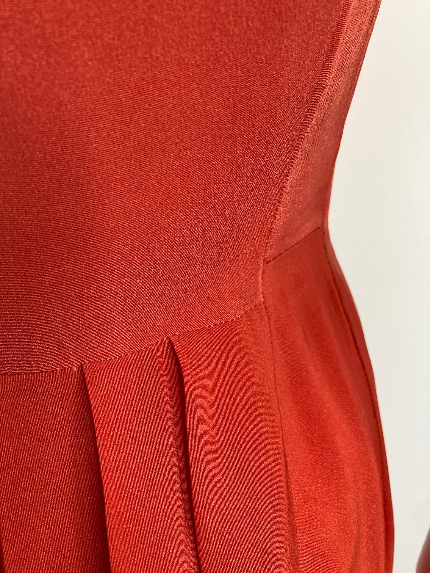 1940s Rayon Day Dress, Size Small, Orange Rayon 40s Dress