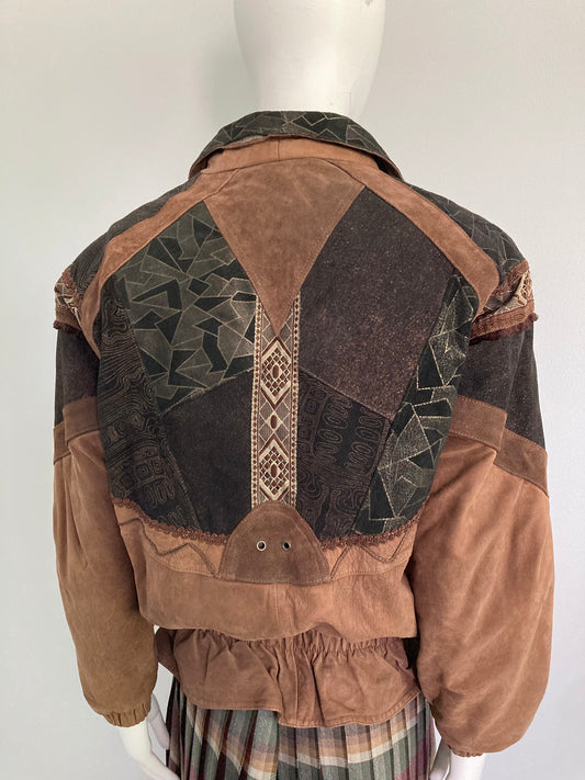 80s Patchwork Leather Jacket, Size M