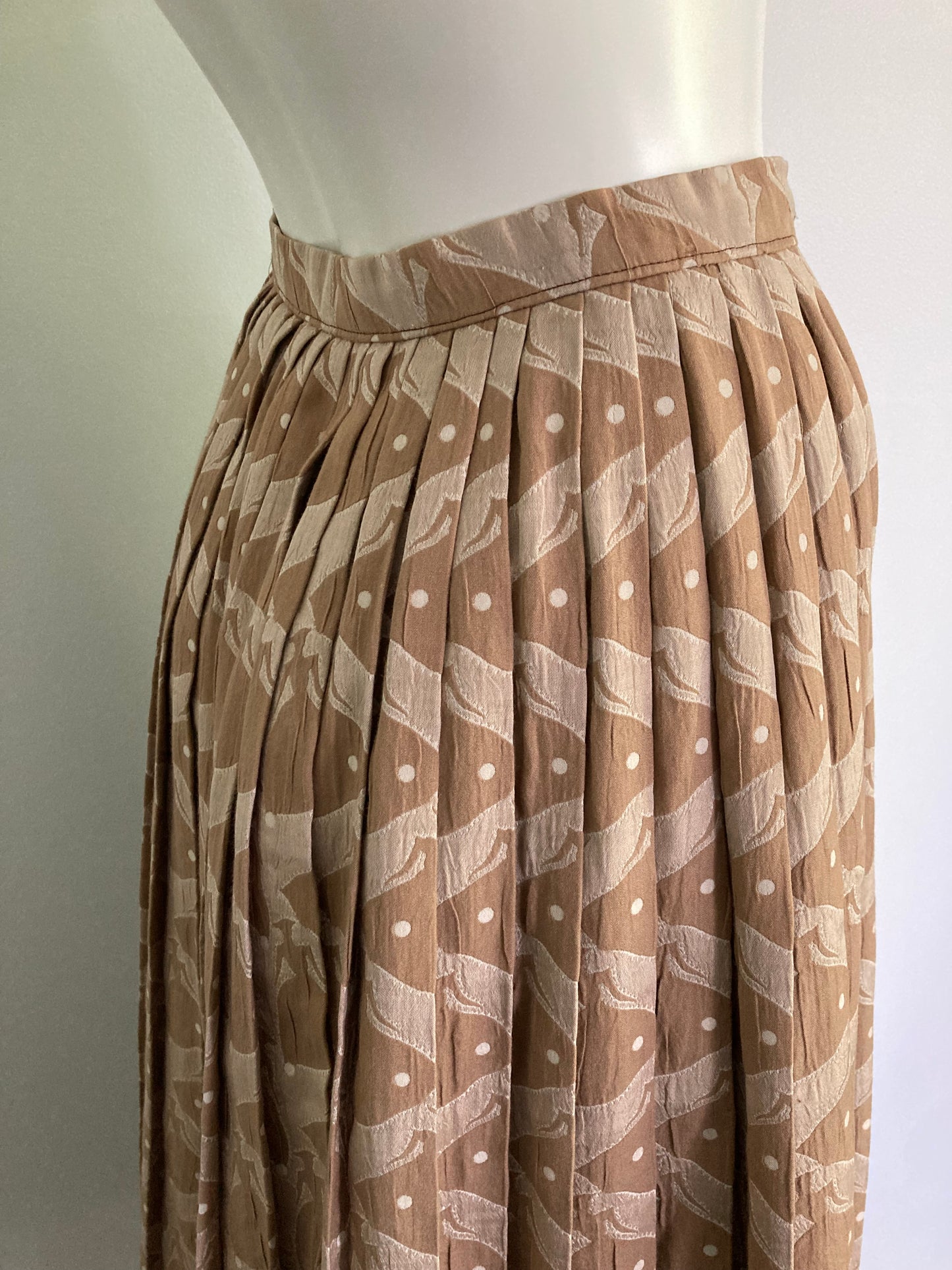 1970s Novelty Print Pleated A-line Skirt, Size S