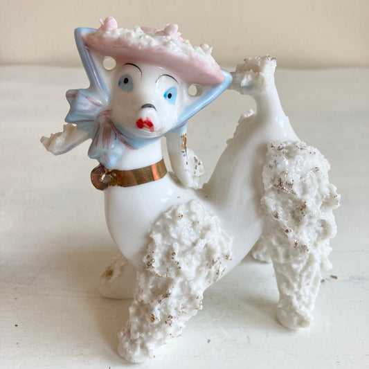 Poodle In a Bonnet Porcelain Figurine