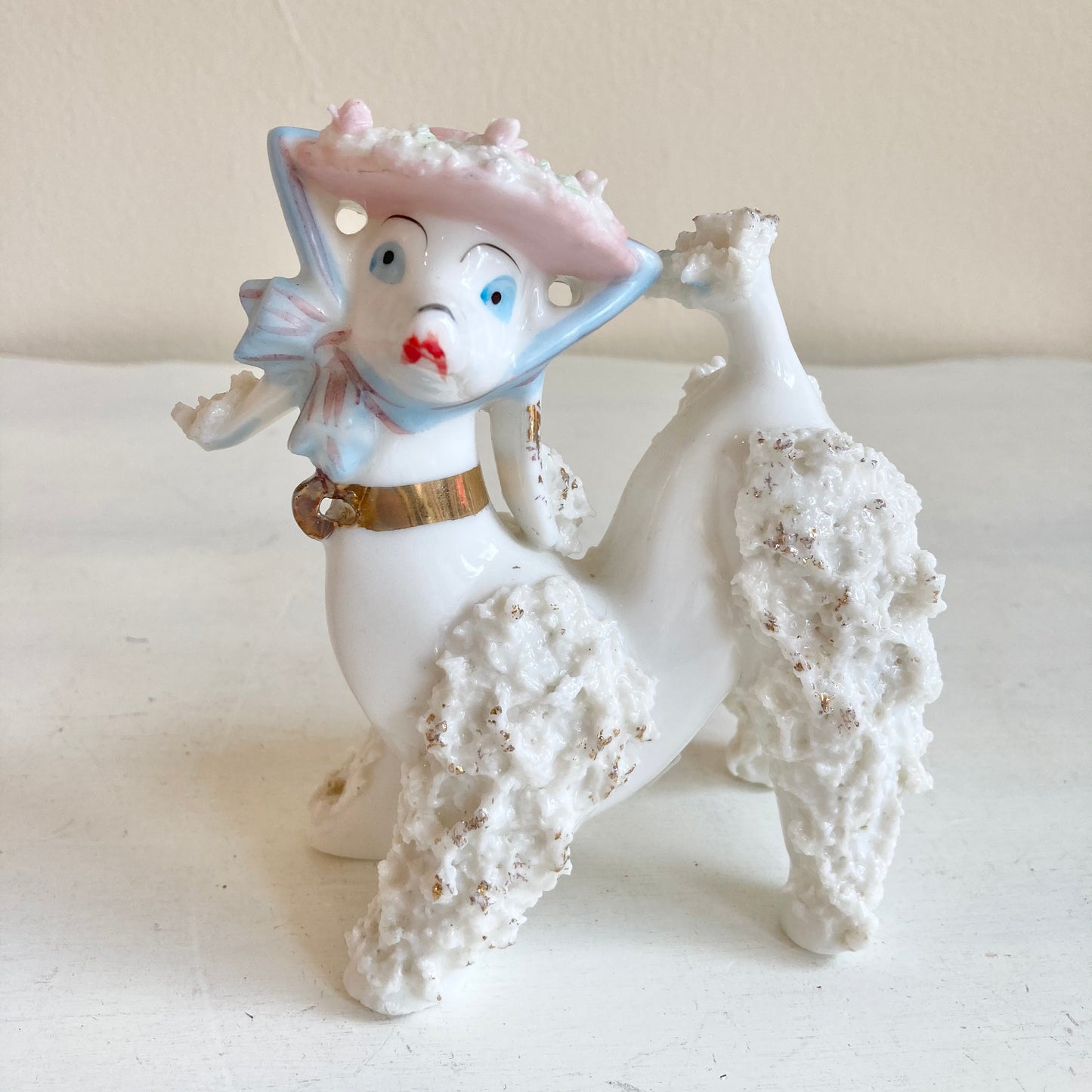 Poodle In a Bonnet Porcelain Figurine