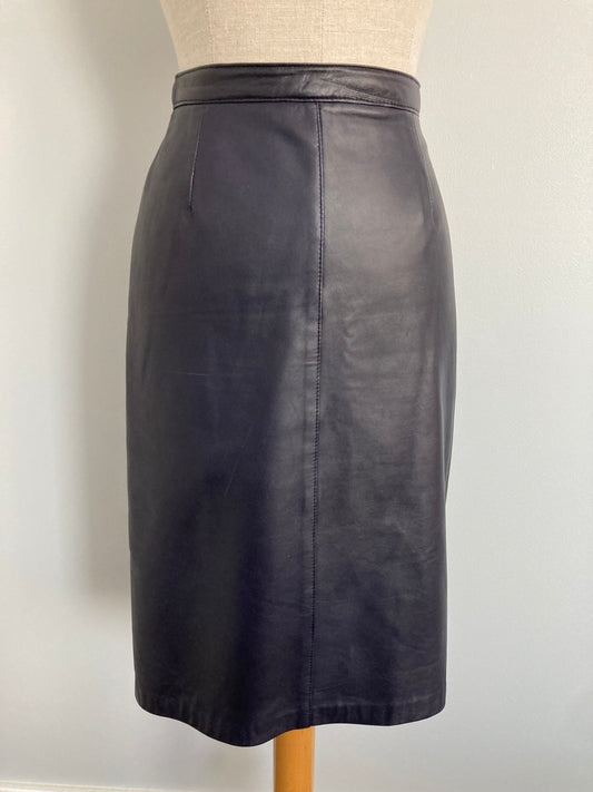 80/90s Deep Violet Leather Skirt By Bagatelle, Canadian Made Leather Skirt, Size M