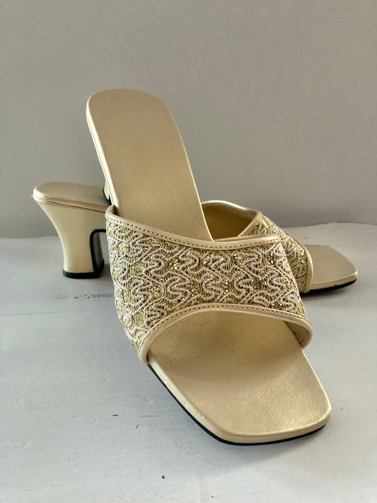 Vintage Gold Slide Shoes, Size 9