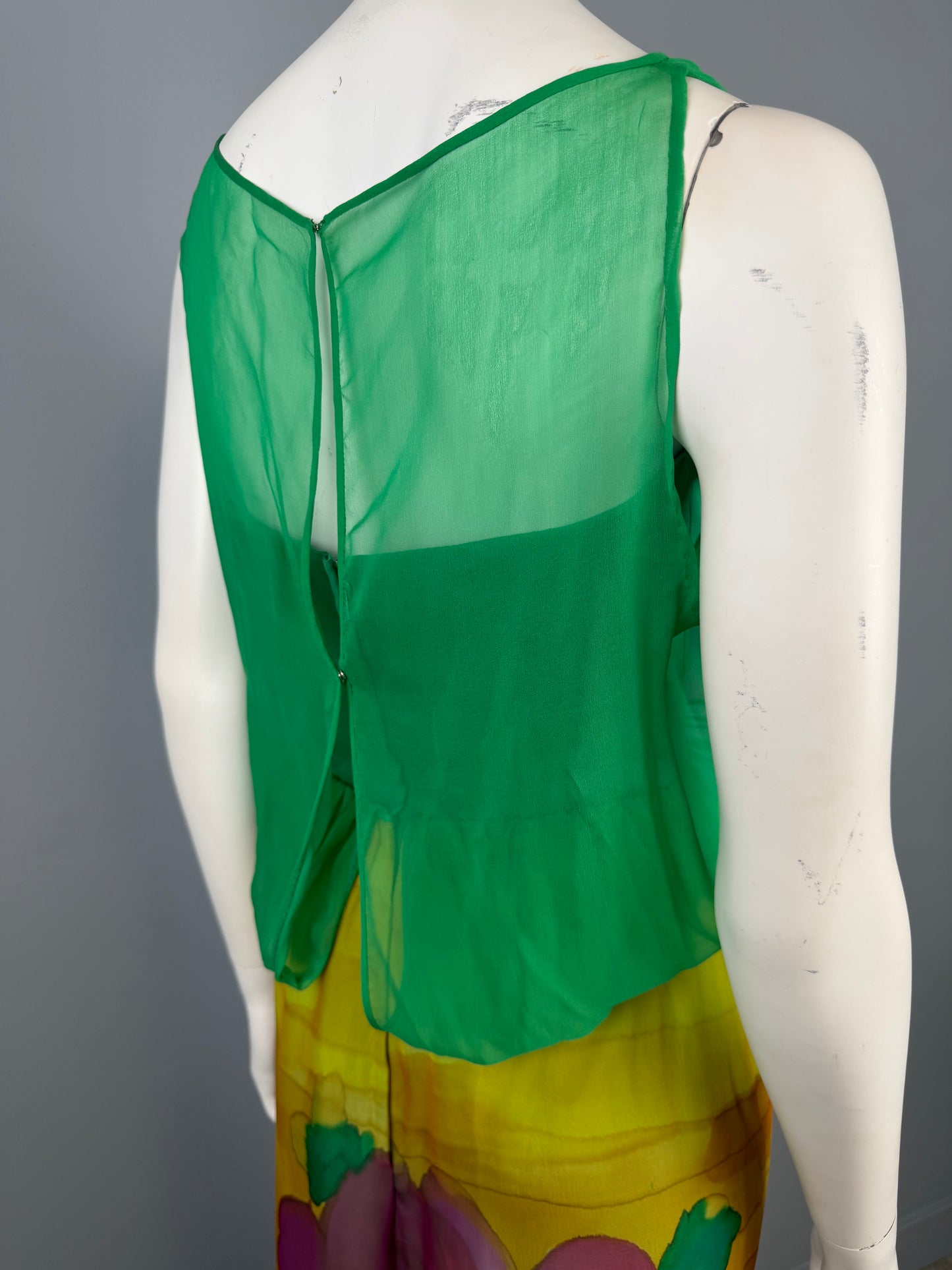 70s Roger Freres Silk Dress, French Designer Dress, Size S