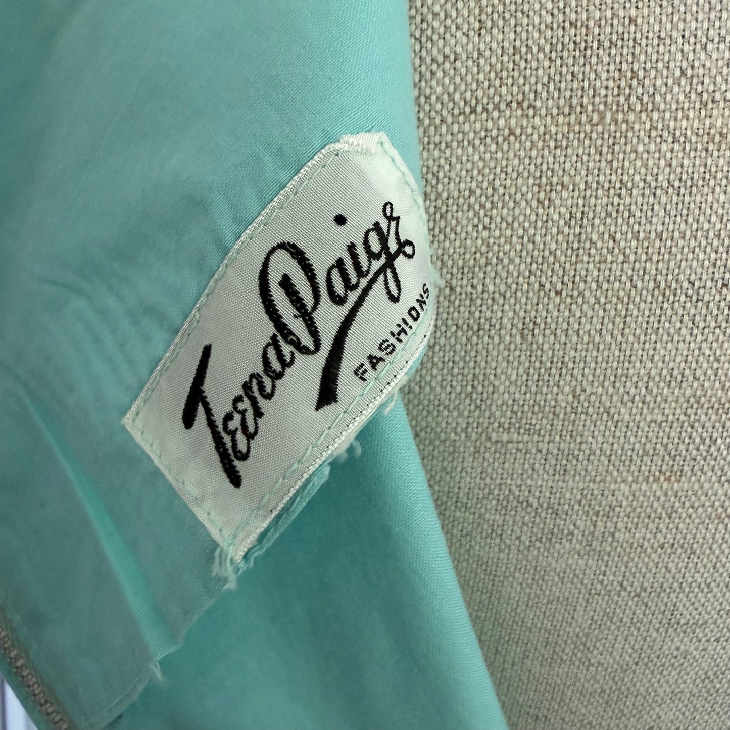 1950s Turquoise Teena Paige Summer Cotton Dress, Size XS