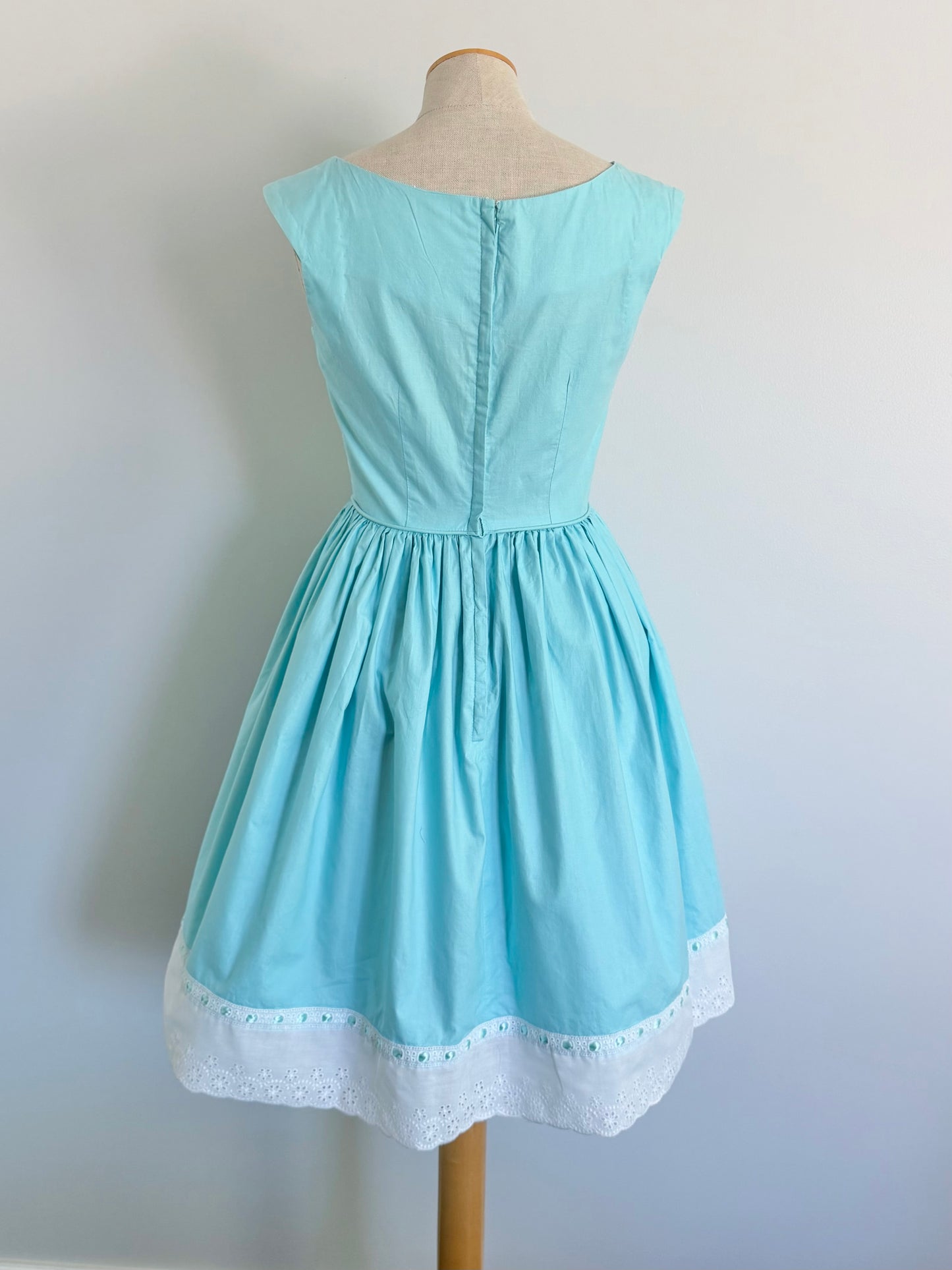1950s Turquoise Teena Paige Summer Cotton Dress, Size XS