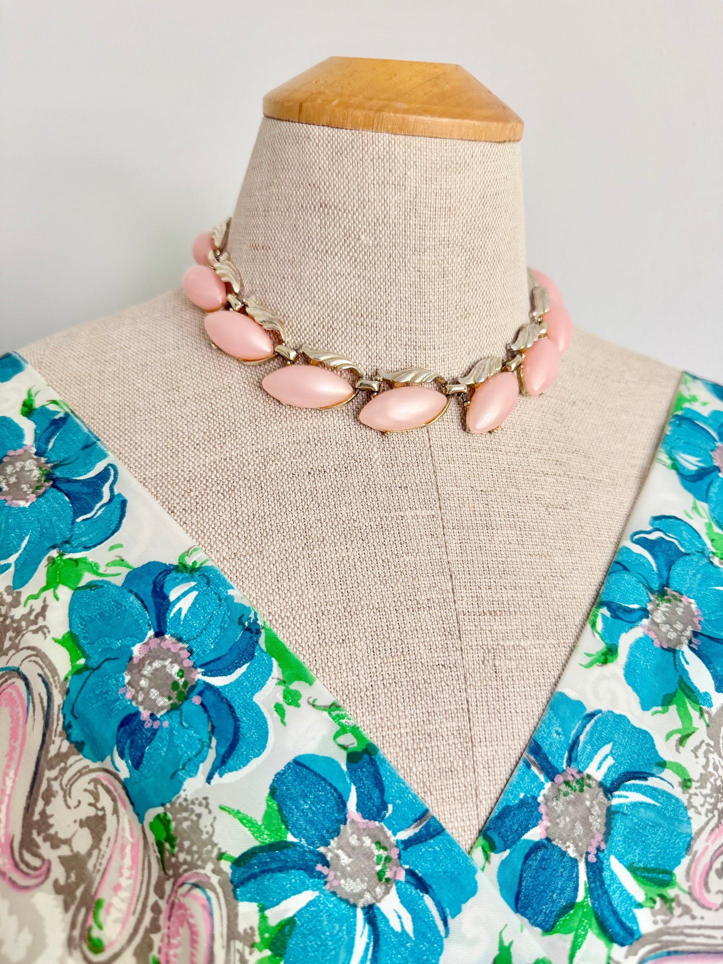 Midcentury Pale Pink Adjustable Thermoset Choker