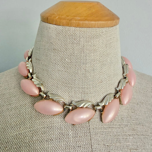 Midcentury Pale Pink Adjustable Thermoset Choker