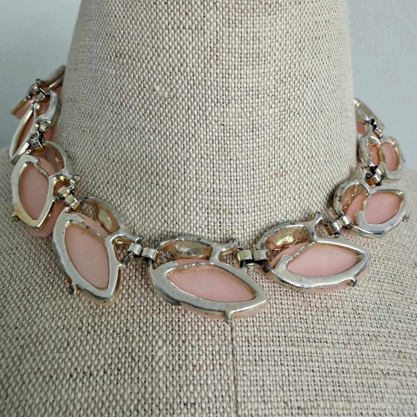 Midcentury Pale Pink Adjustable Thermoset Choker