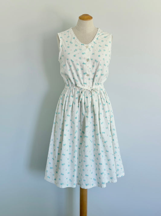 90s Cotton Summer Dress, Dainty Floral Cottagecore dress, Size M