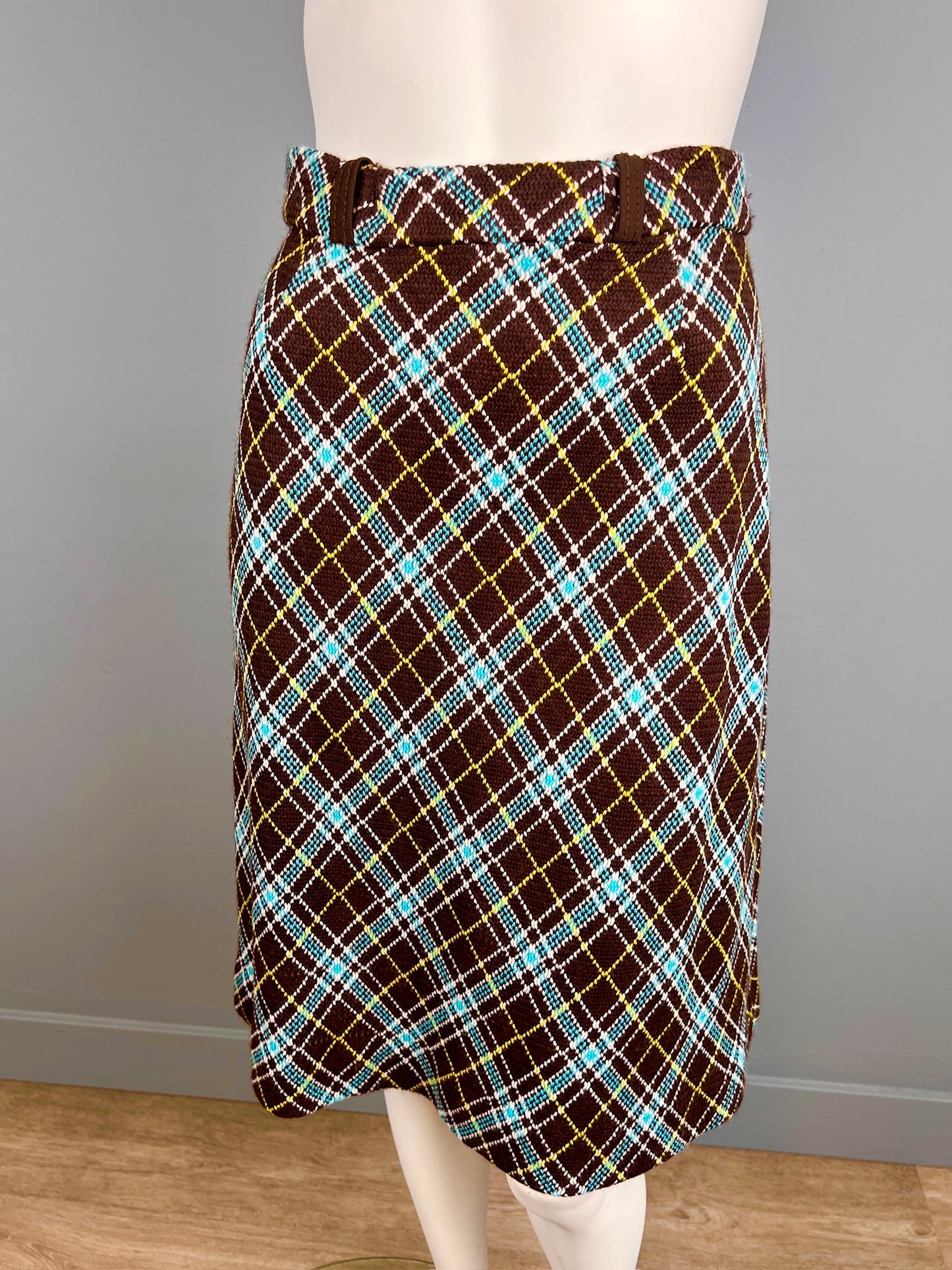 1970s Sweater Knit Skirt and jacket Set, Size S, Ladies Plaid Sweater Knit Suit