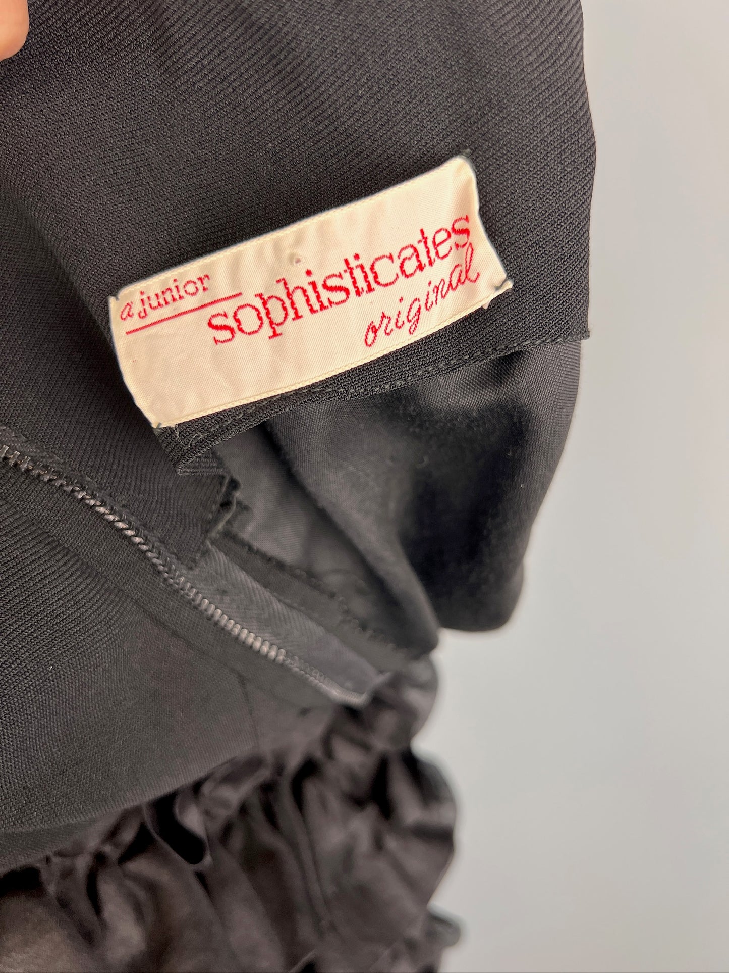 1960s Frilly Fitted Black Cocktail/Party Dress, Size S