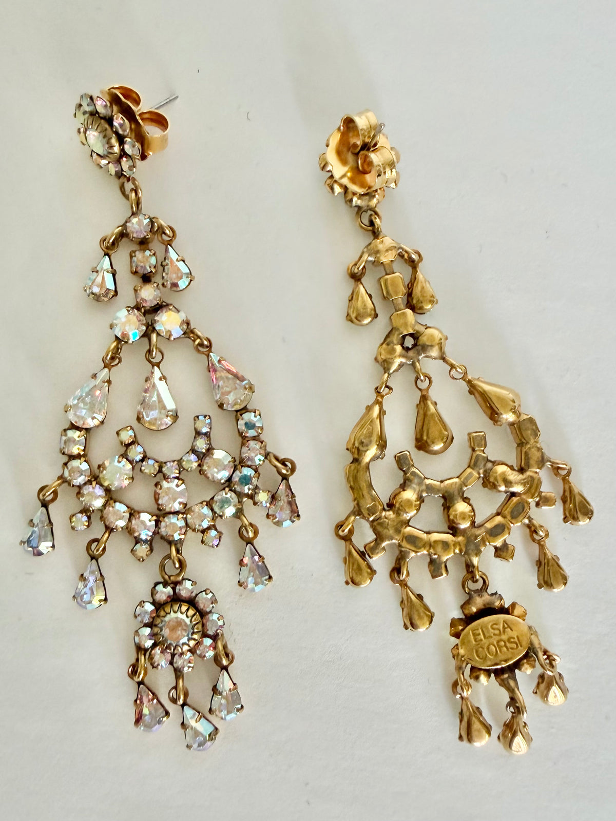 Elsa Corsi Designer Crystal Chandelier Earrings