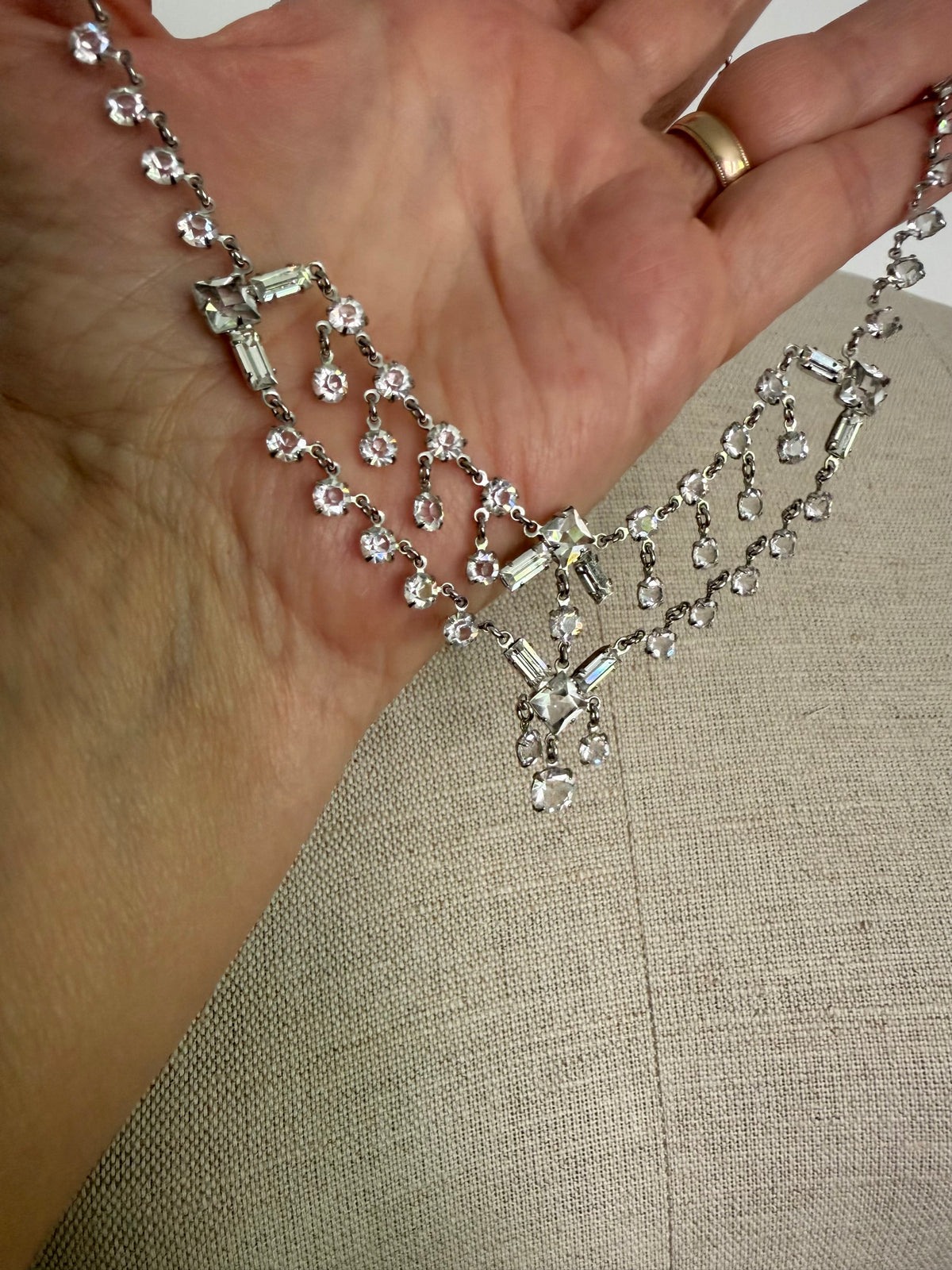 Rare 1930s Delicate Crystal Choker Necklace