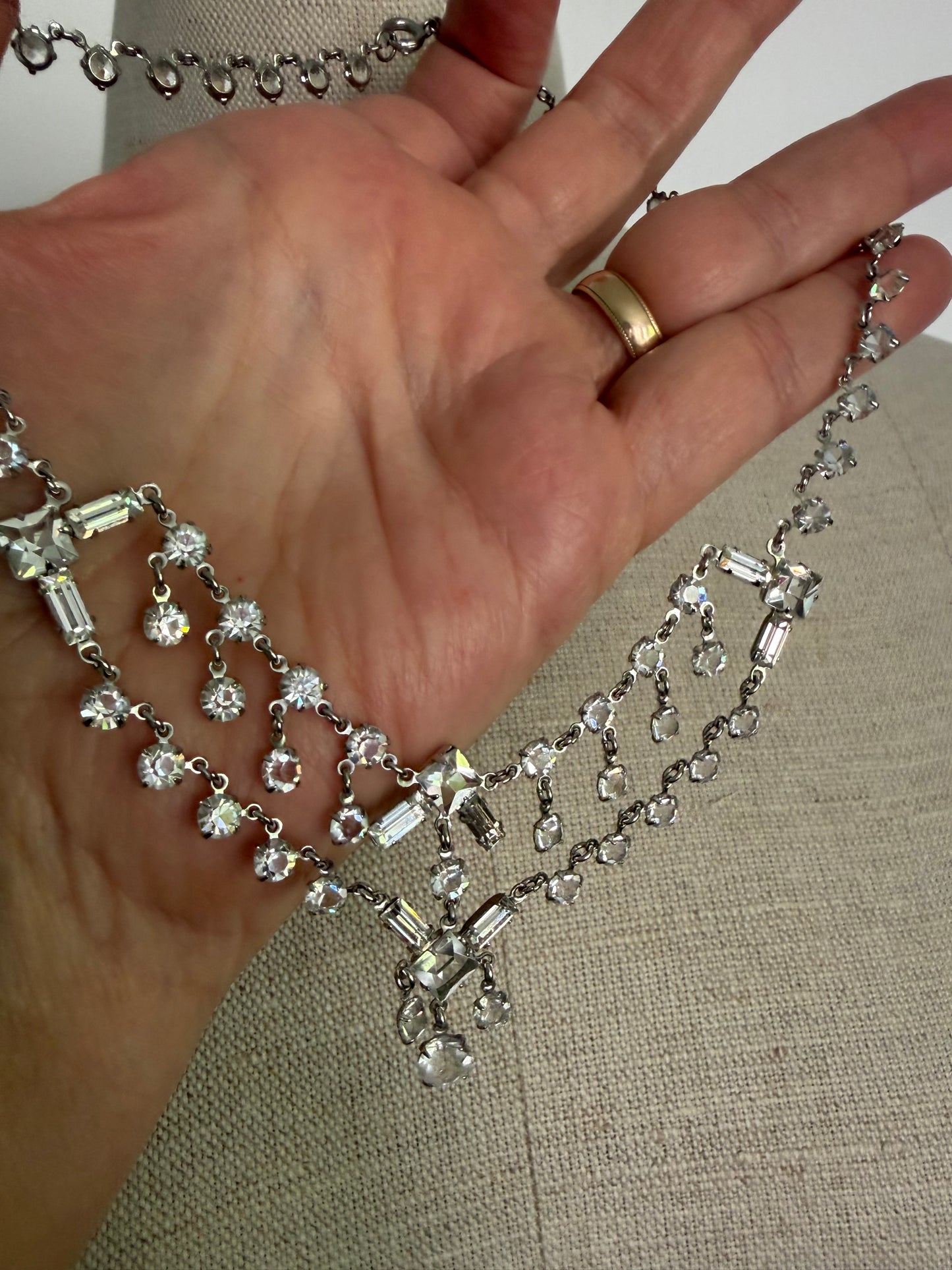 Rare 1930s Delicate Crystal Choker Necklace