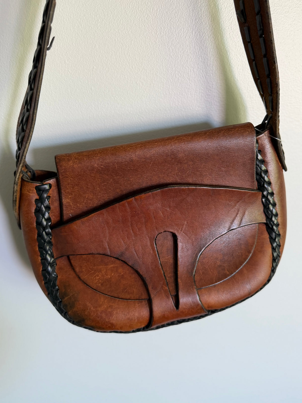 1970s Leather Boho Hippy Purse
