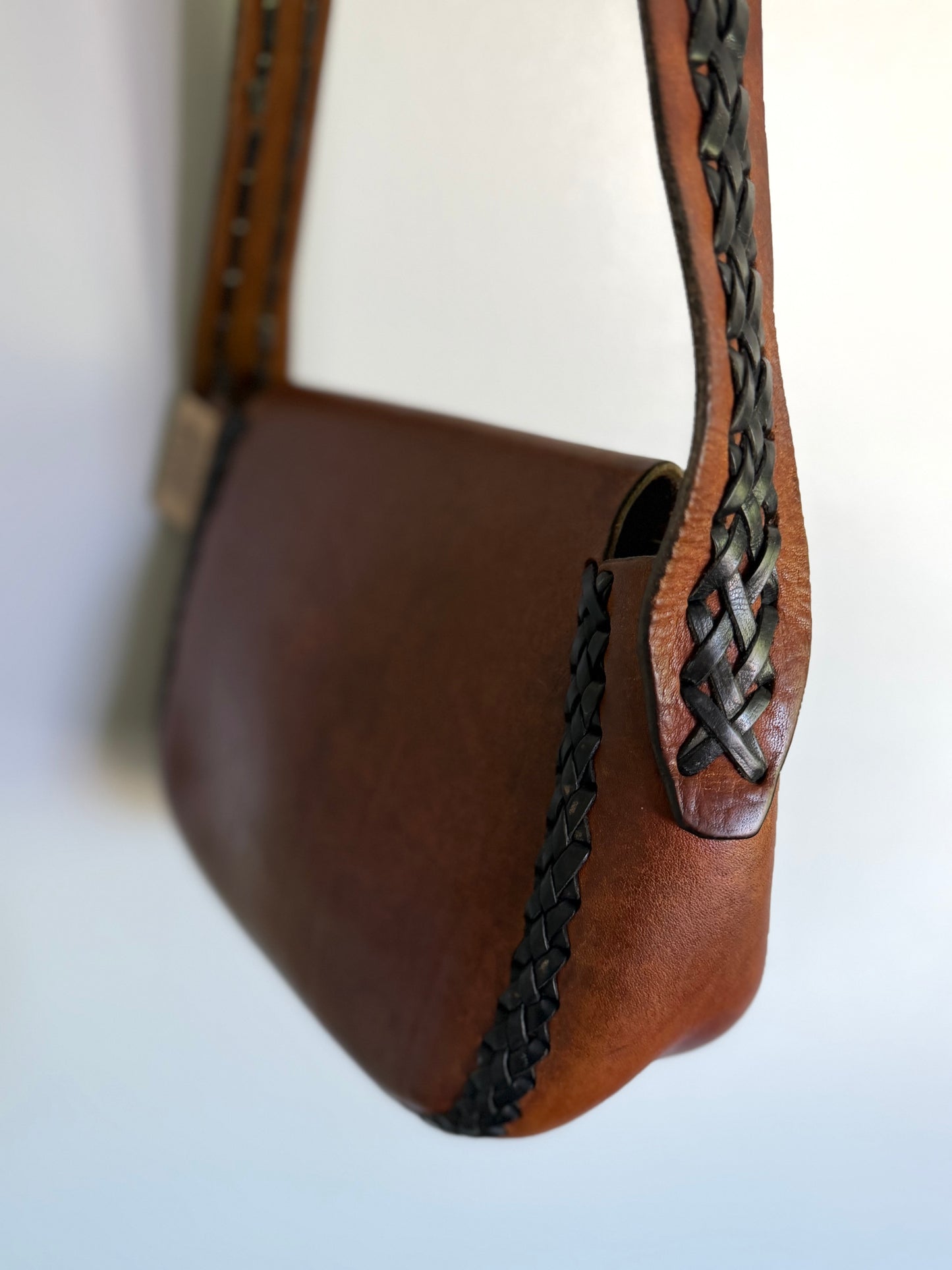 1970s Leather Boho Hippy Purse