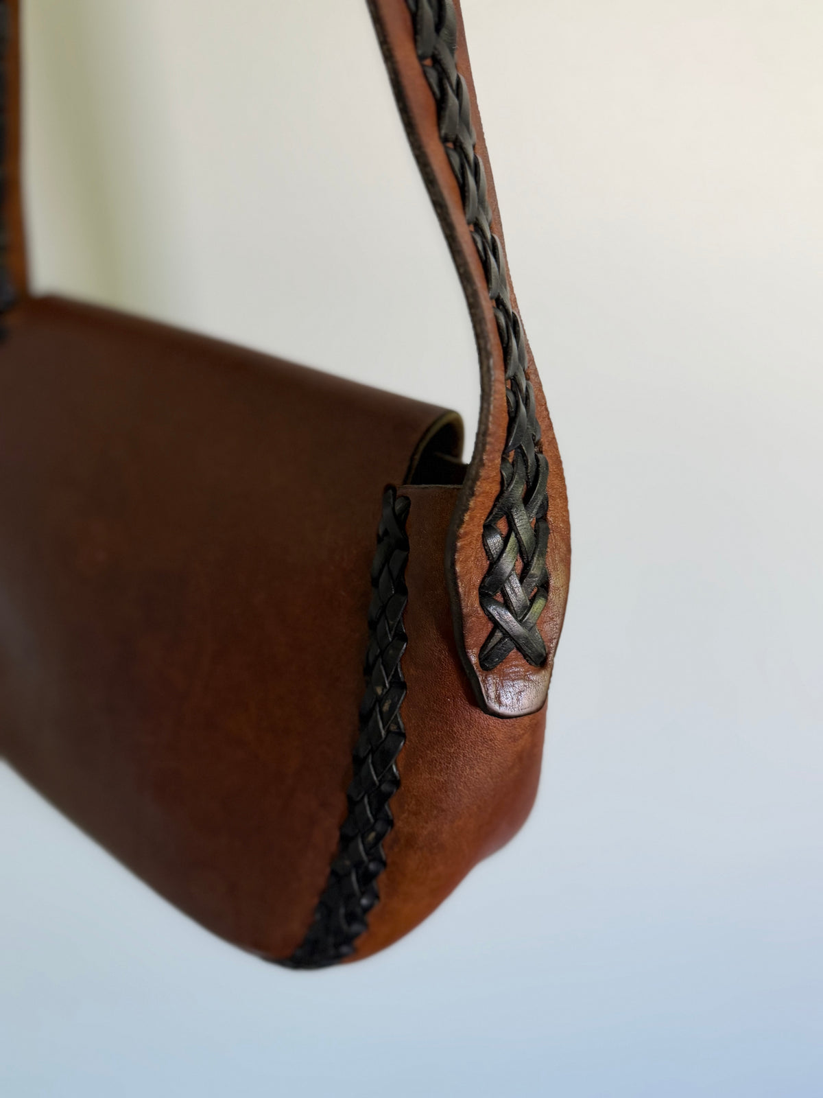 1970s Leather Boho Hippy Purse
