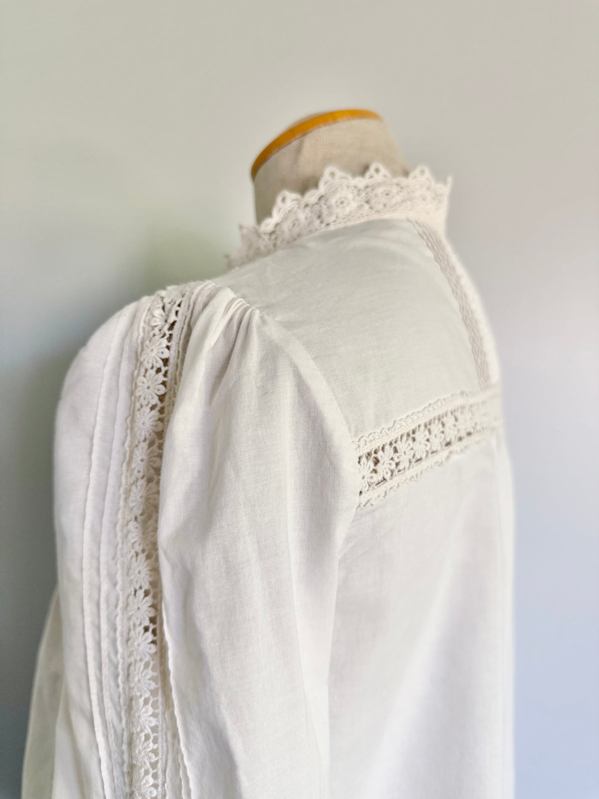 Vintage Style Lacy Cotton Blouse, Size M
