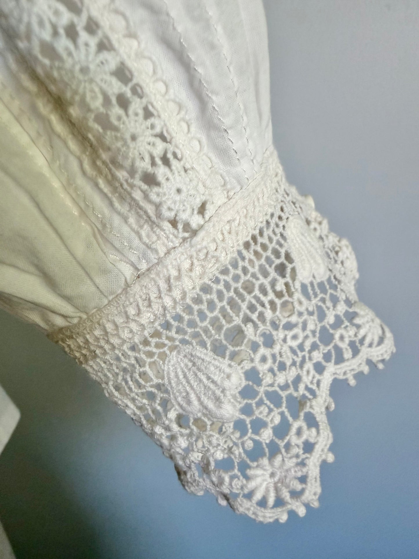 Vintage Style Lacy Cotton Blouse, Size M