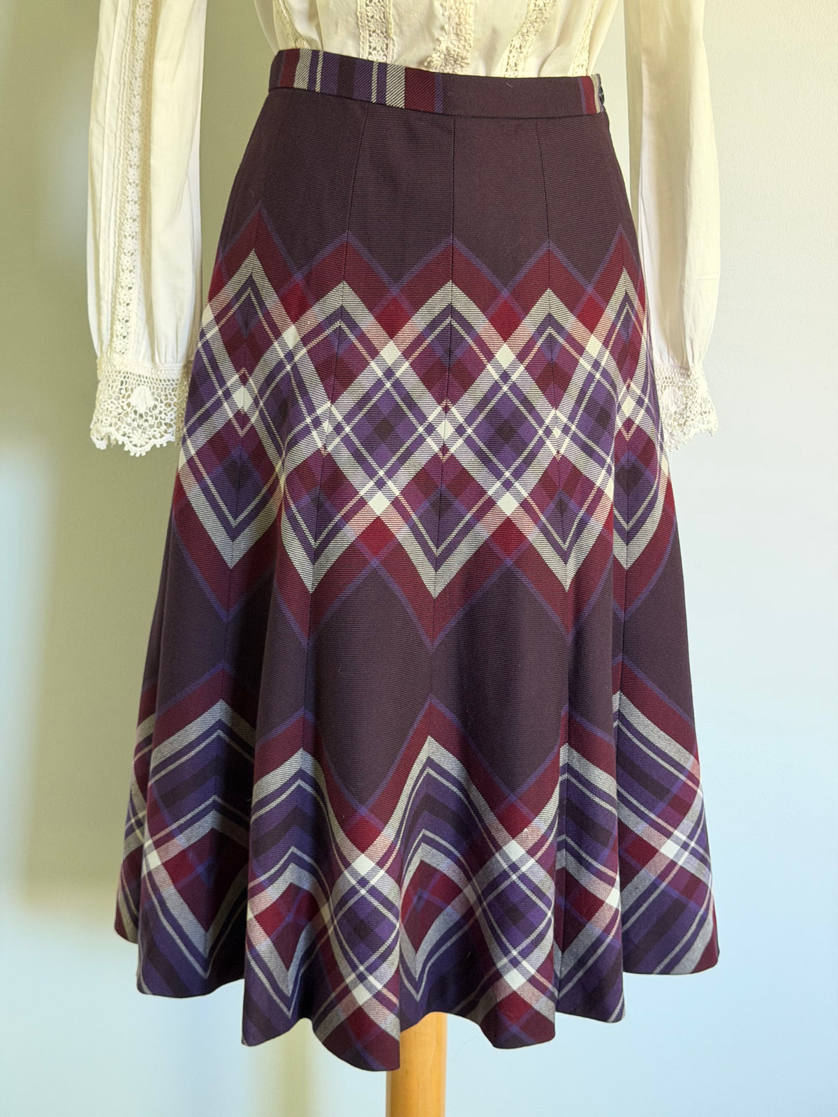 Vintage Highland Queen Panelled Plaid A-Line Skirt, Size M