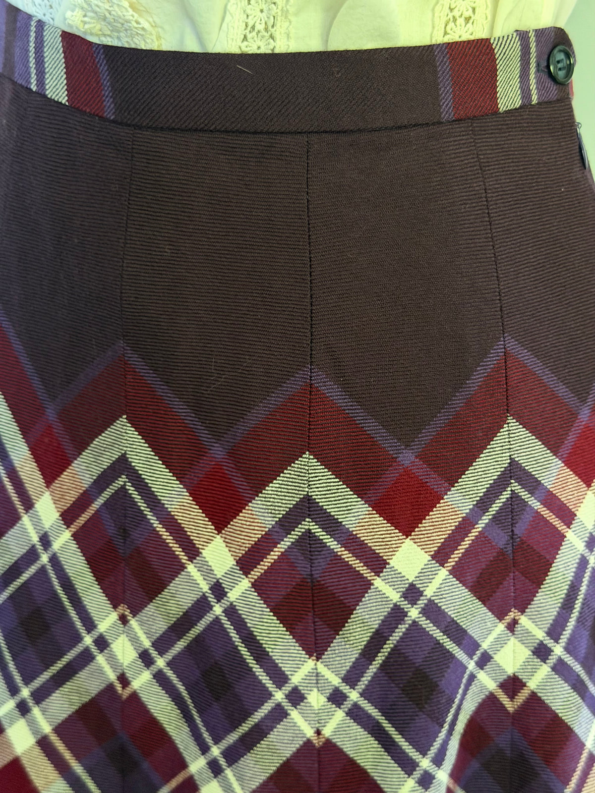 Vintage Highland Queen Panelled Plaid A-Line Skirt, Size M