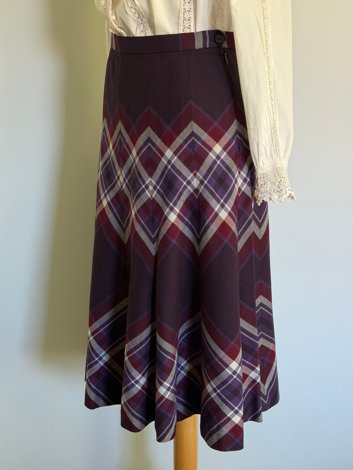 Vintage Highland Queen Panelled Plaid A-Line Skirt, Size M