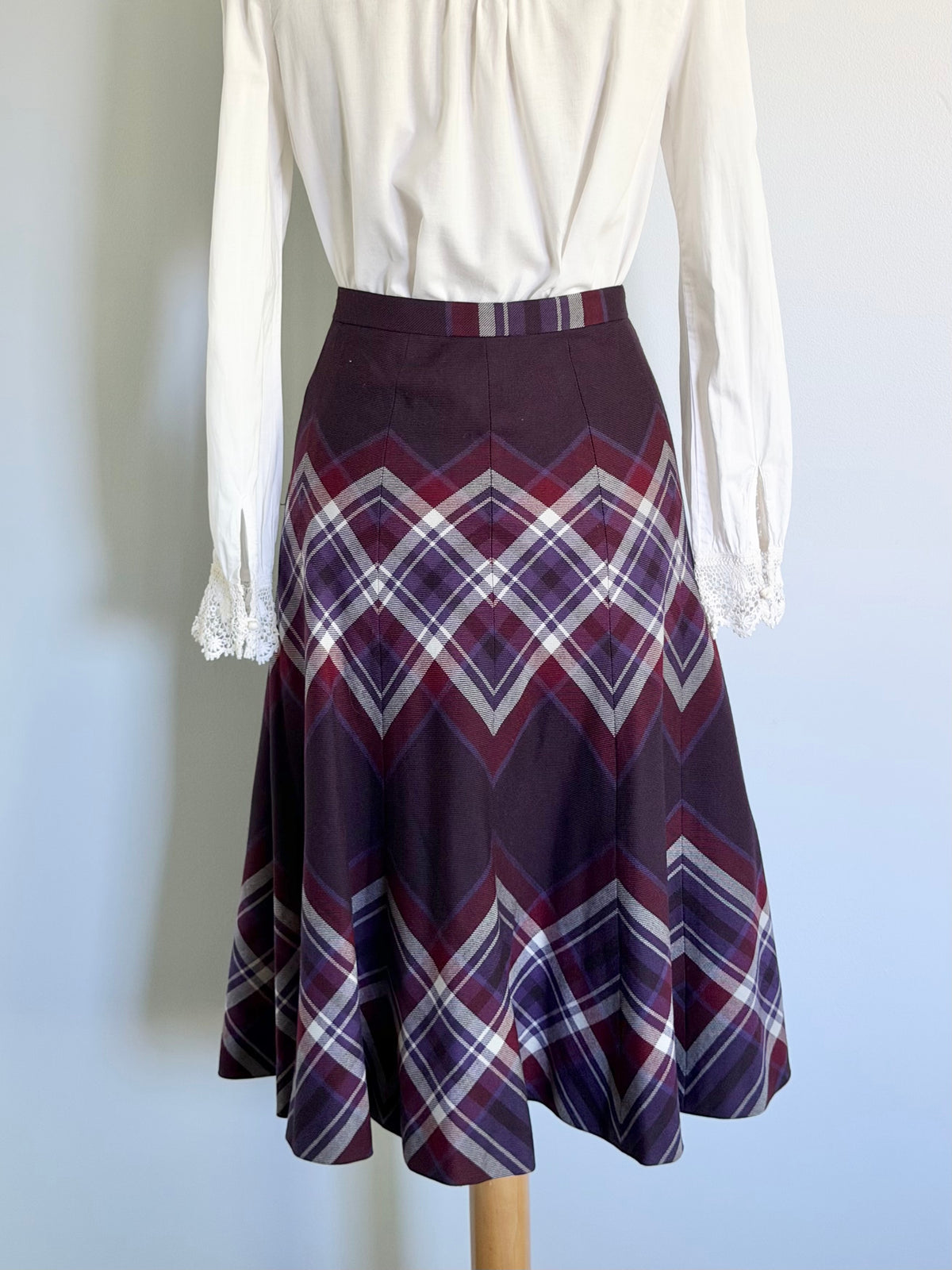 Vintage Highland Queen Panelled Plaid A-Line Skirt, Size M