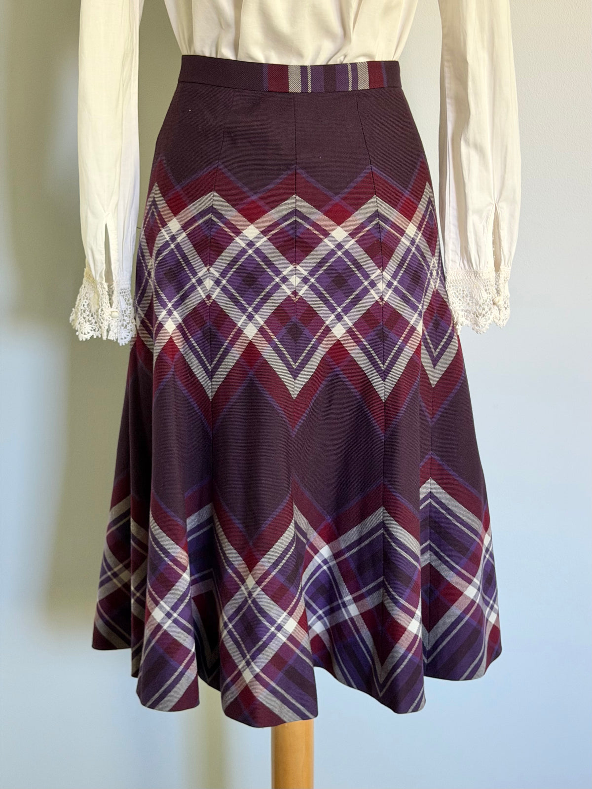 Vintage Highland Queen Panelled Plaid A-Line Skirt, Size M